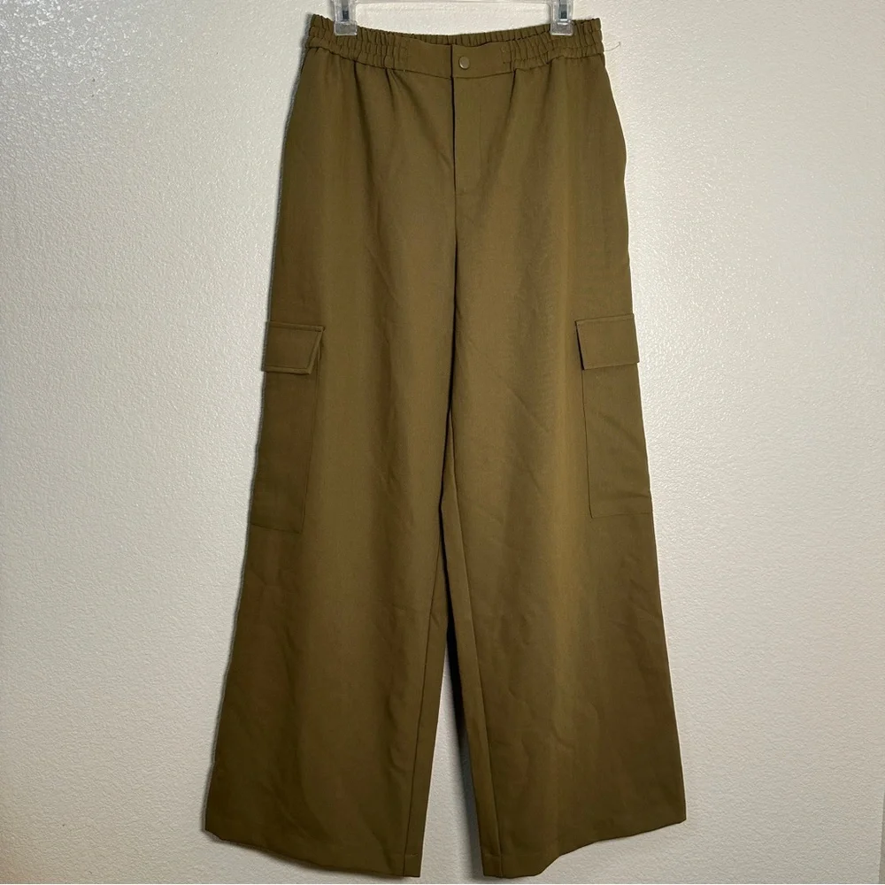 Wayf Olive Cargo Wide Leg‎ Pants Sz Small - Picture 2 of 13